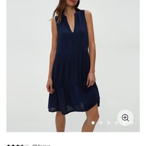 Michael Stars Navy Sleeveless Tiered Guaze Dress